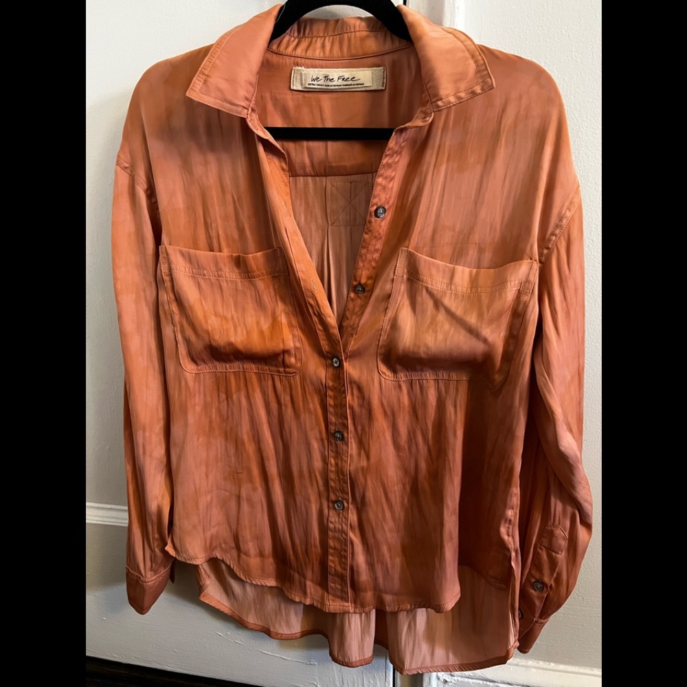 Free People Silk Button Down